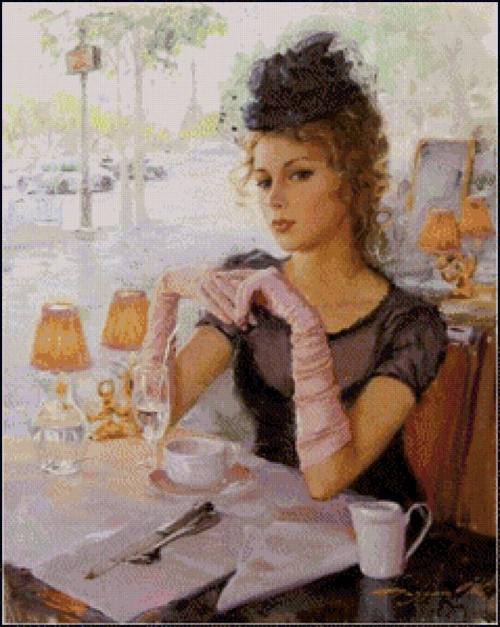 За чашкой с кофе - девушка - предпросмотр