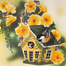 Оригинал схемы вышивки «Птичий домик» (№609545)
