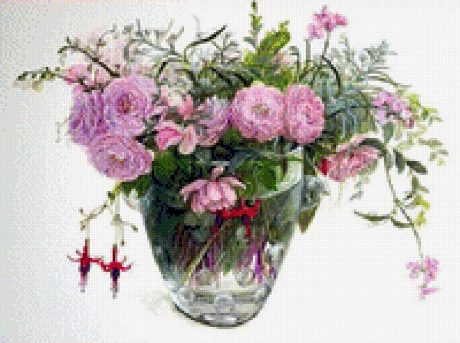 Букет роз и фуксий - фуджико - предпросмотр