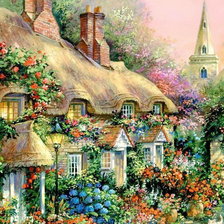 Схема вышивки «Цветущие домики»