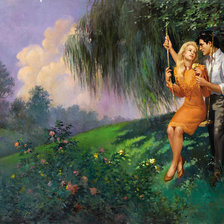 Схема вышивки «двое на качелях»