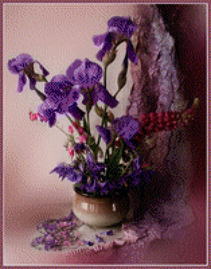 ирисы - цветы, ваза, ирисы - предпросмотр