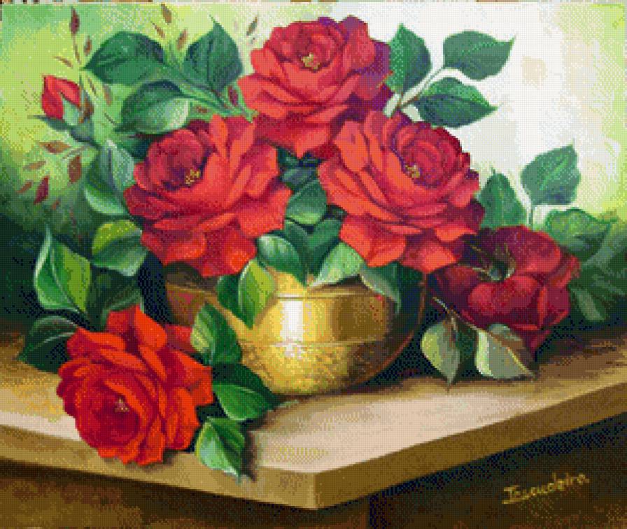 букет роз - картина цветы - предпросмотр