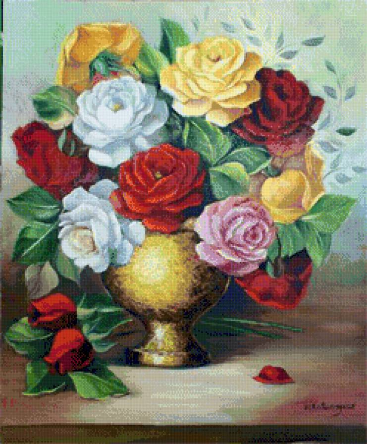 букет роз - картина цветы - предпросмотр