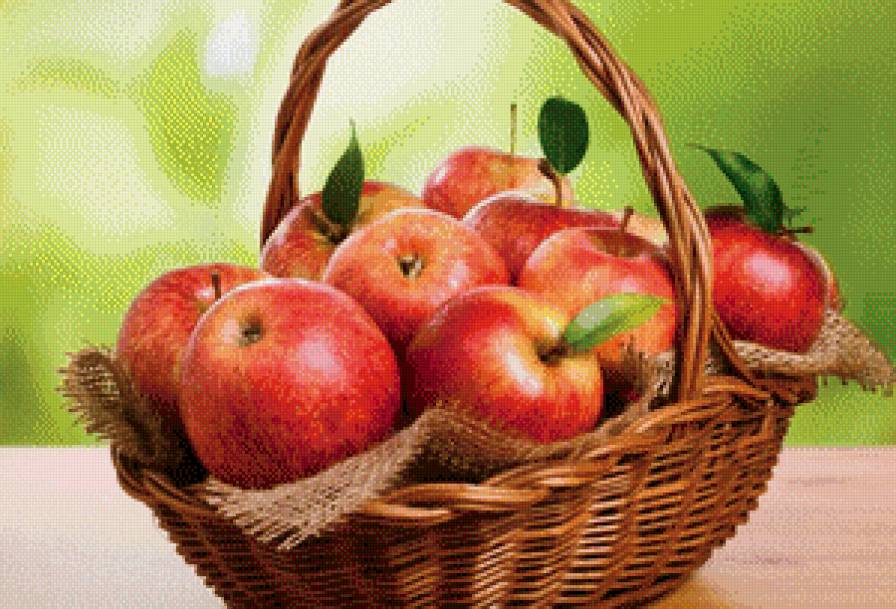 Яблоки - корзина, натюрморт, красные яблоки - предпросмотр