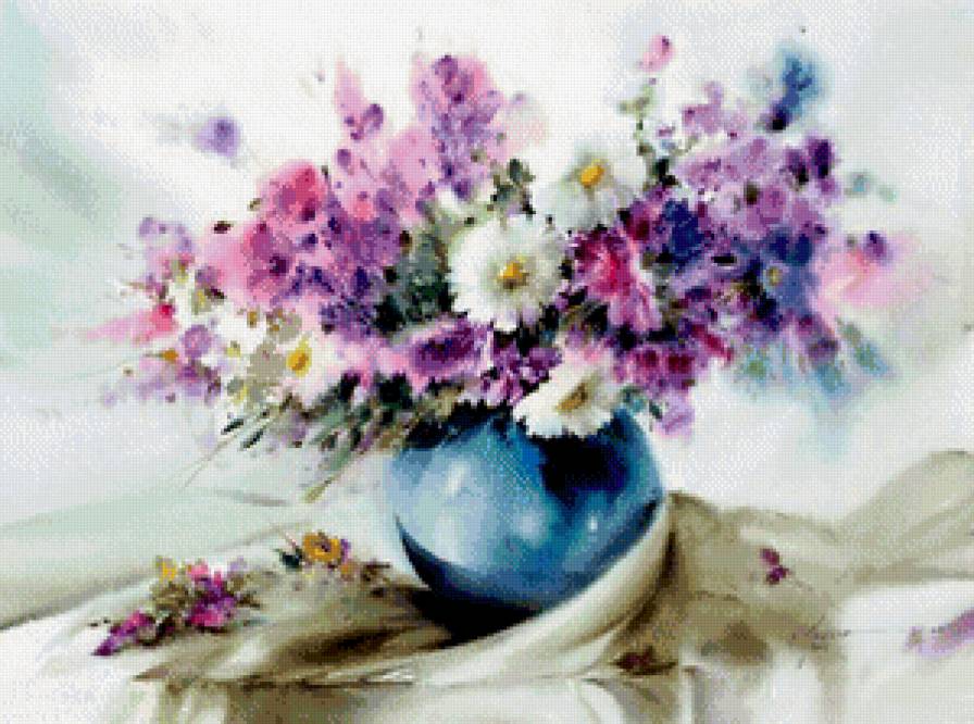 букет - живопись, букет, ваза, цветы - предпросмотр