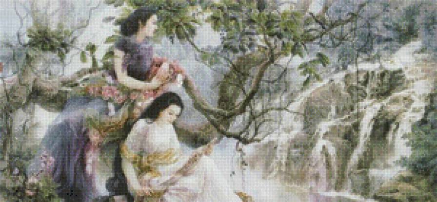 у водопада - водопад, природа, женщина - предпросмотр