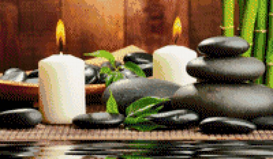 Бамбук и камни - свечи, бамбук, релаксация, камни - предпросмотр