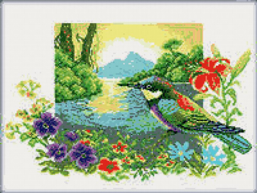 птица и пейзаж - птицы - предпросмотр