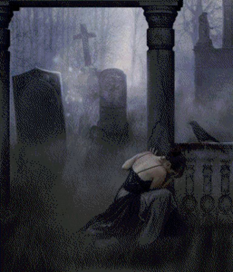 Отчаяние - кладбище, девушка, готика - предпросмотр