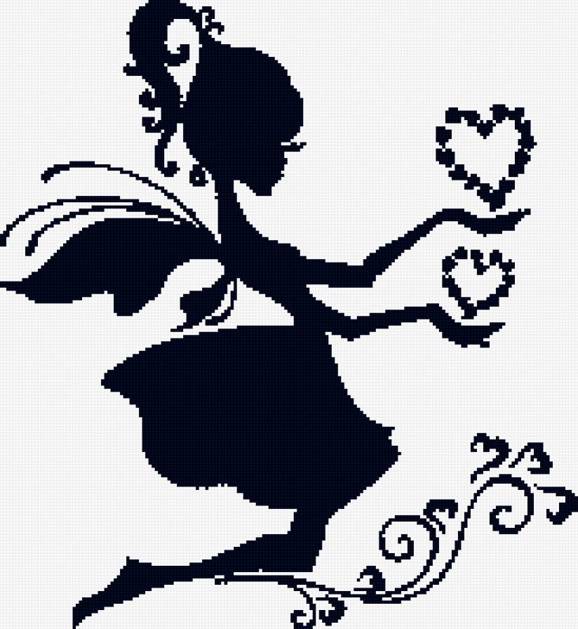 Феечка - девушка, монохром - предпросмотр