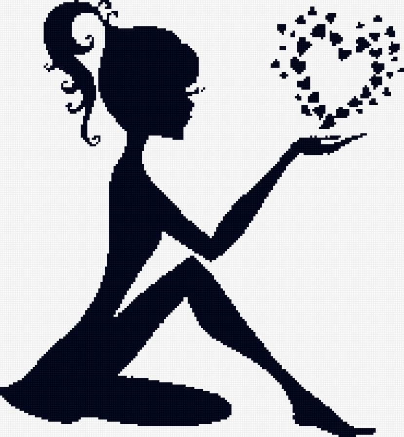 Феечка - девушка, монохром - предпросмотр