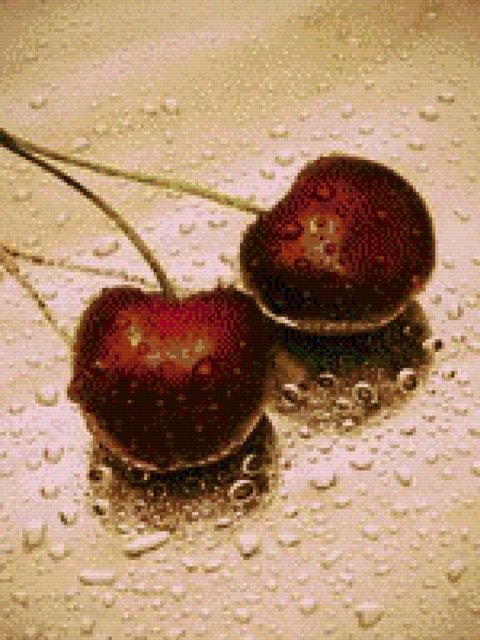 вишня - сладко, капли, вишня, ягоды - предпросмотр