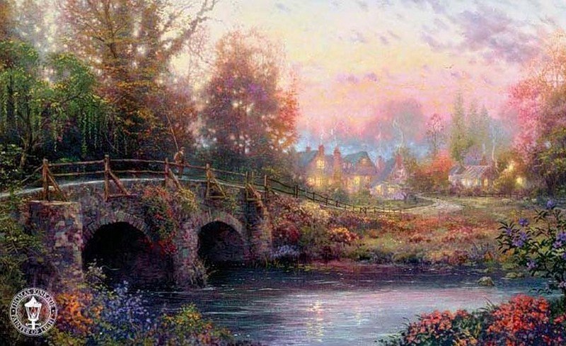 картина кинкейда - мост, кинкейд, природа - оригинал