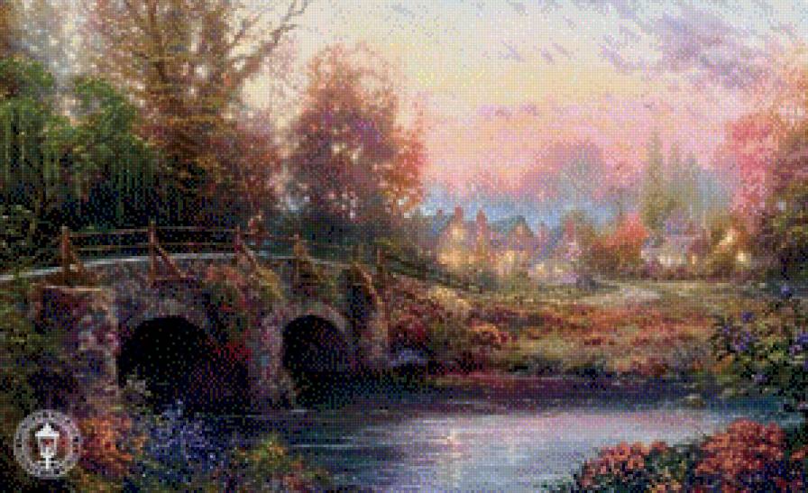 картина кинкейда - кинкейд, природа, мост - предпросмотр