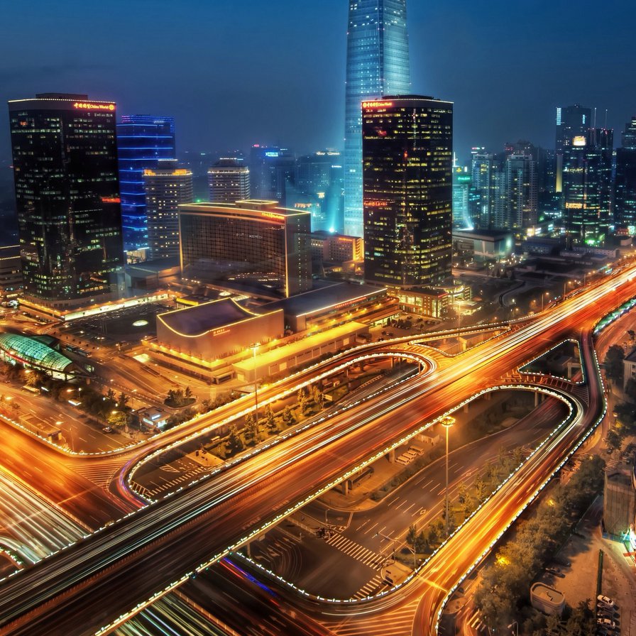 №613099 - дорога, город, огни, мегаполис - оригинал