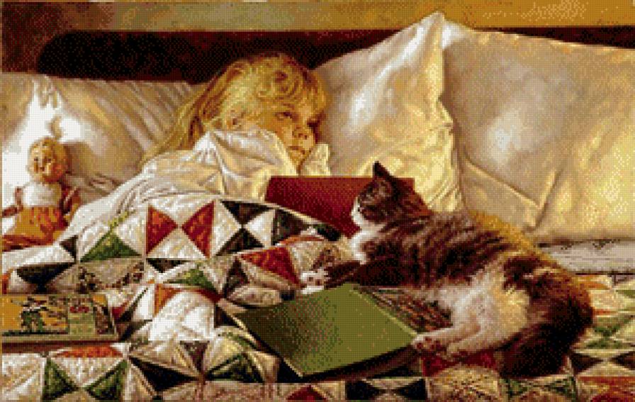 Девочка с кошкой - детство, девочка, кошка - предпросмотр