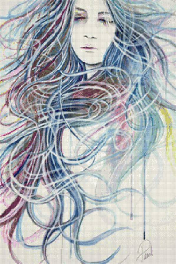 портрет девушки - портрет, девушка, арт, акварель - предпросмотр