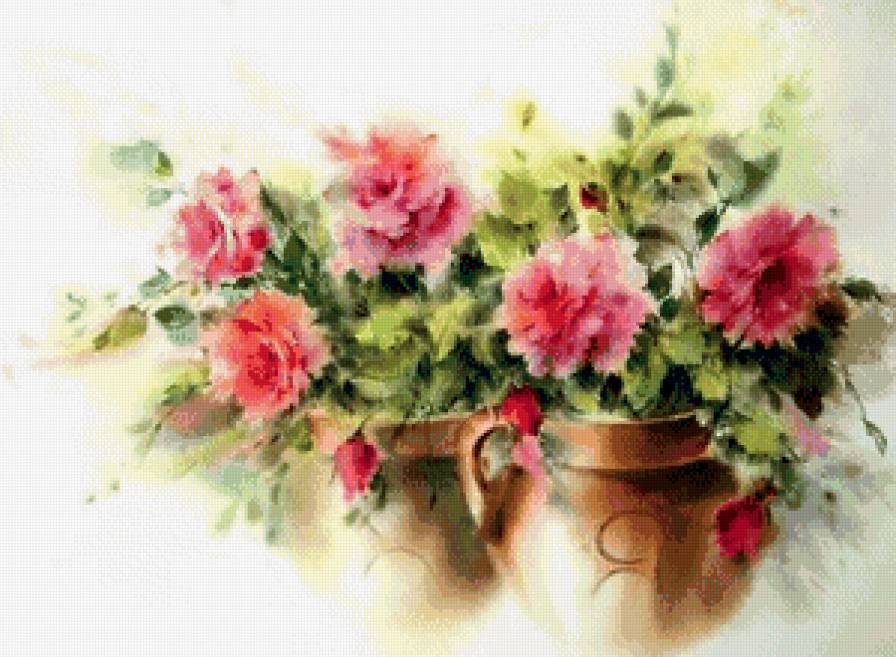 букет роз - цветы, розы, букет, живопись, акварель - предпросмотр