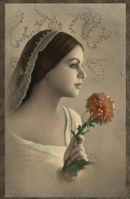 девушка с цветком - девушка - оригинал