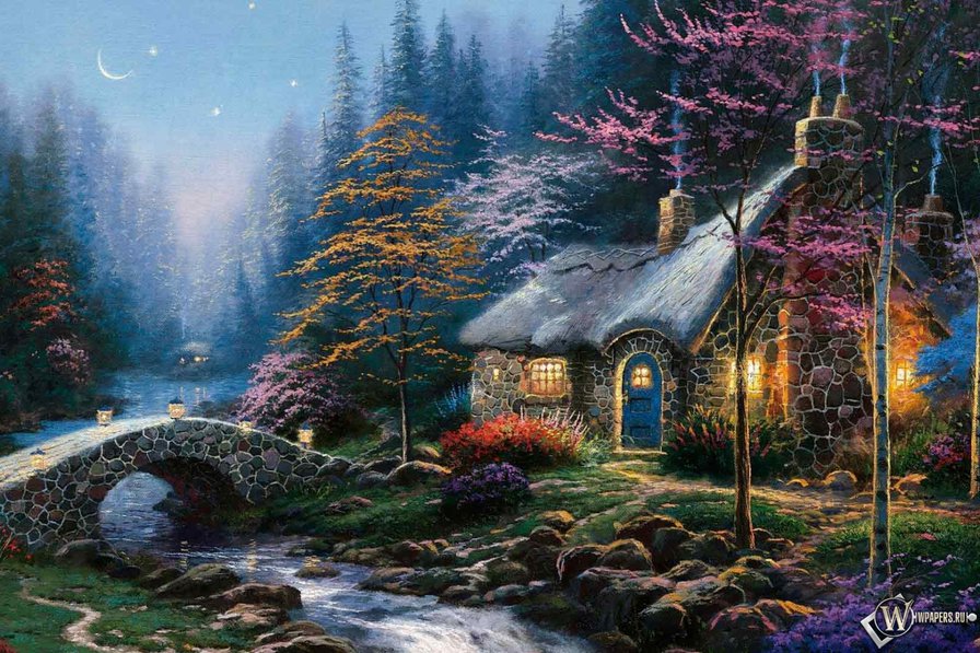 в ночи - тищина, домик, природа, ночь - оригинал