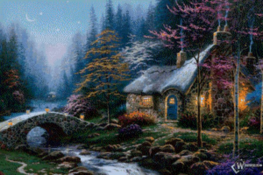 в ночи - тищина, домик, ночь, природа - предпросмотр