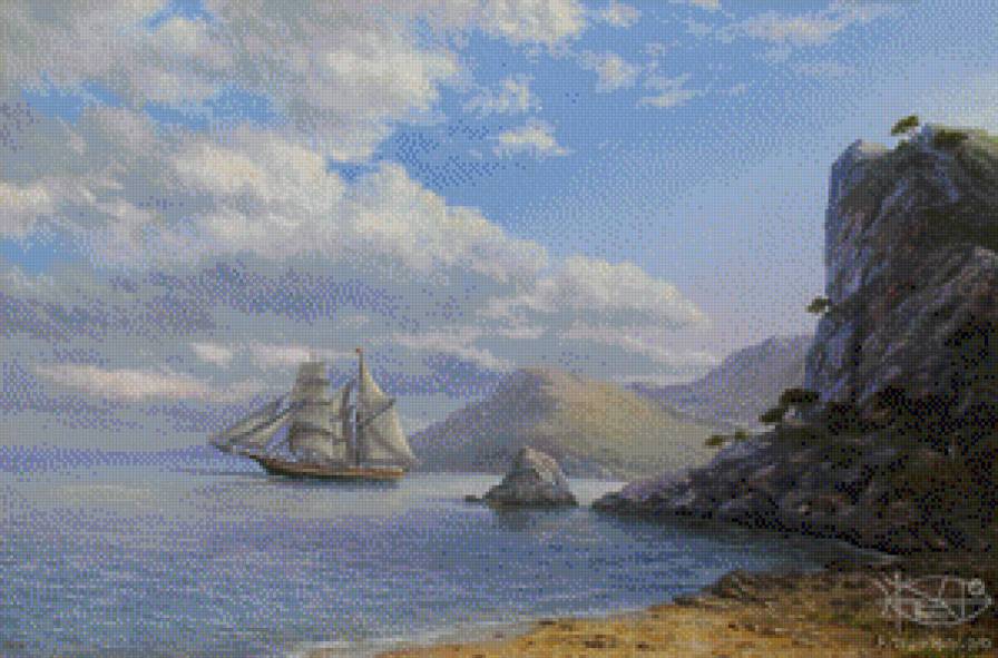 корабль у берега - берег, корабль - предпросмотр