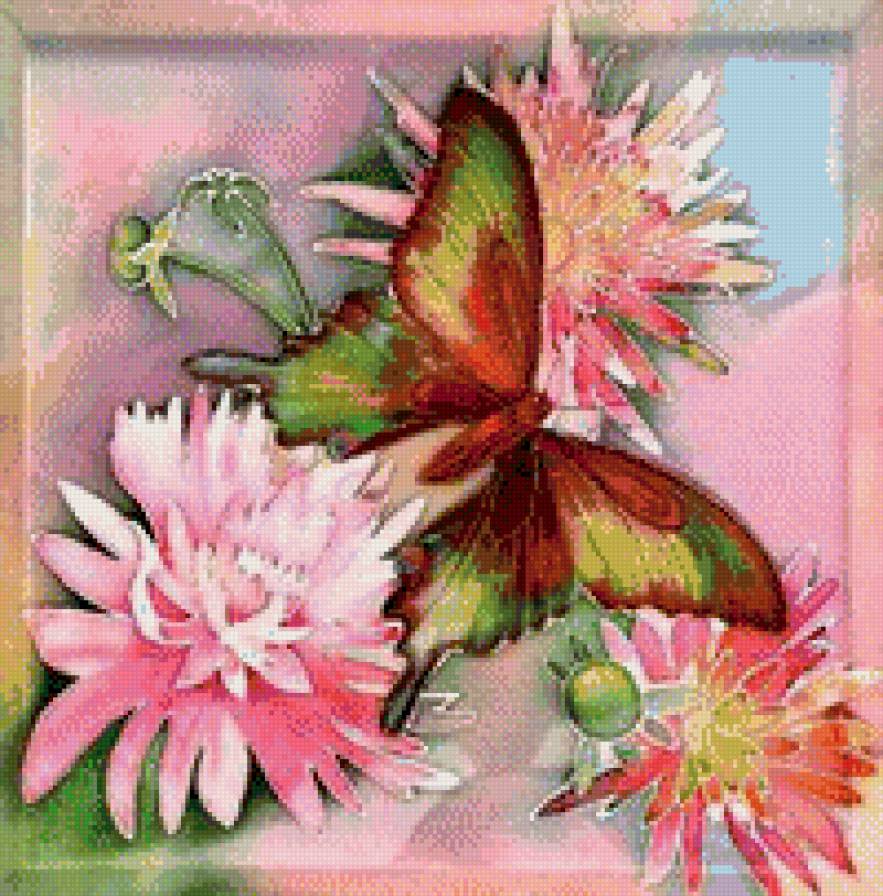 бабочка - цветы - предпросмотр