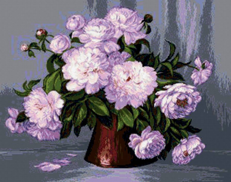 пионы в вазе - картина цветы - предпросмотр