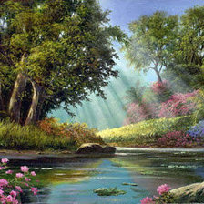 Схема вышивки «Утро на пруду»