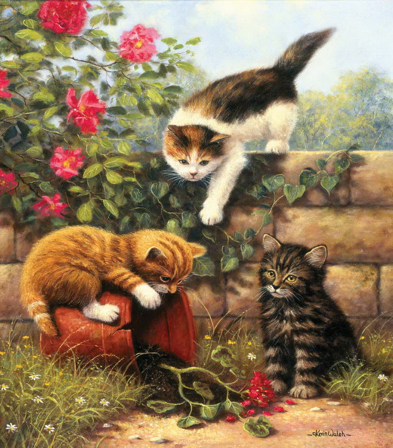 котята напроказничали - кошки - оригинал