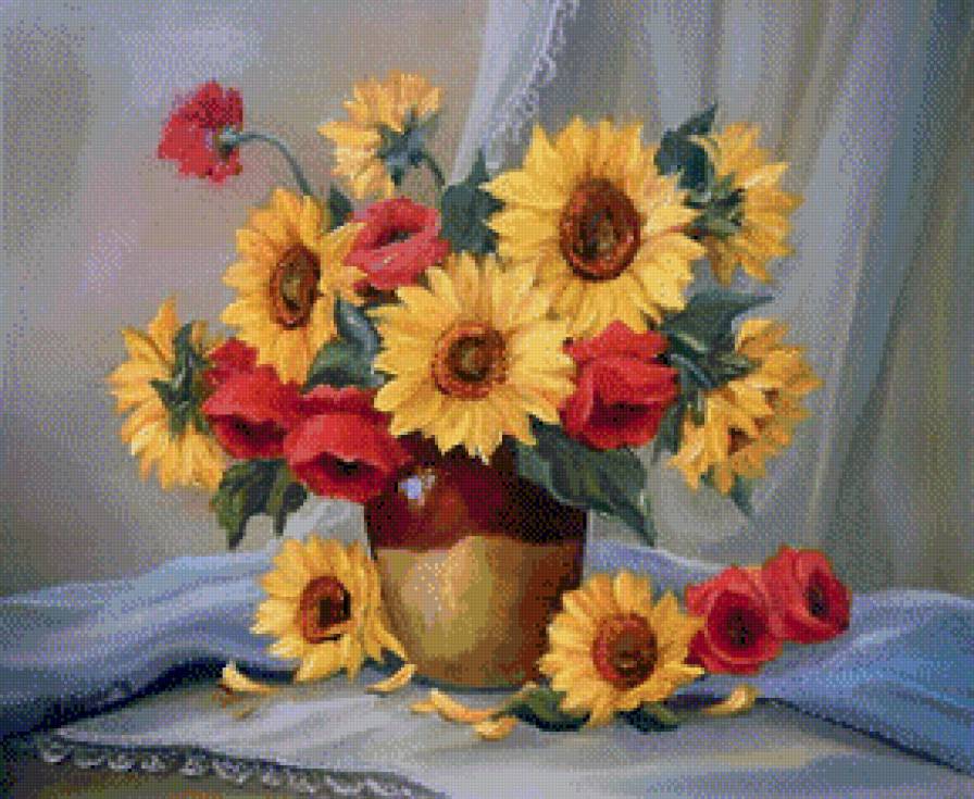 Букет с подсолнухами - предпросмотр