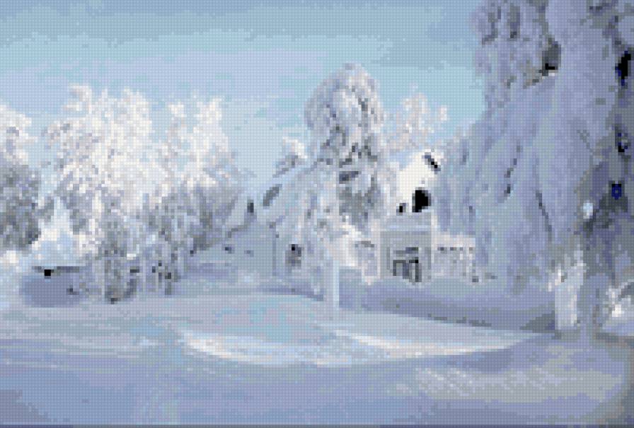 заснеженный дом - зима, природа - предпросмотр