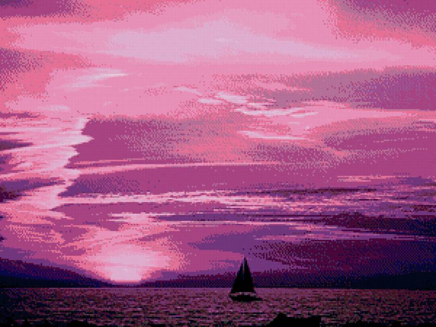 Море - корабль, закат, море, парус, океан - предпросмотр