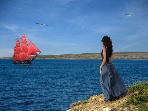 алые паруса - девушка, корабль - оригинал