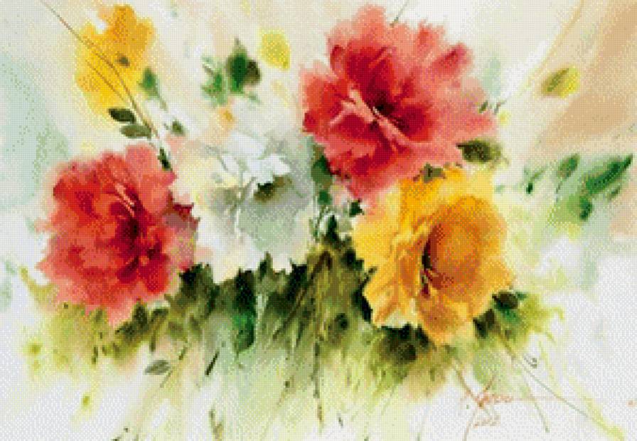 букет - букет, акварель, цветы - предпросмотр