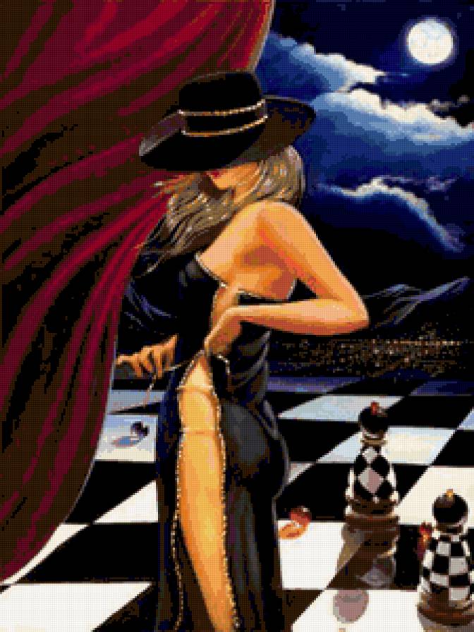 шахматная королева - девушка, шахматы - предпросмотр