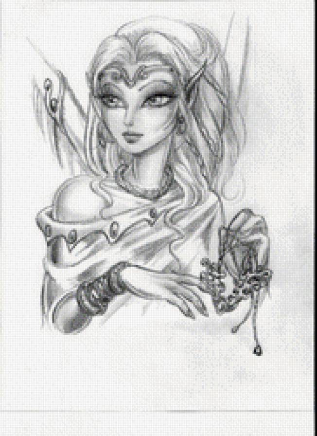 Селеста - монохром, фентези, эльфы - предпросмотр