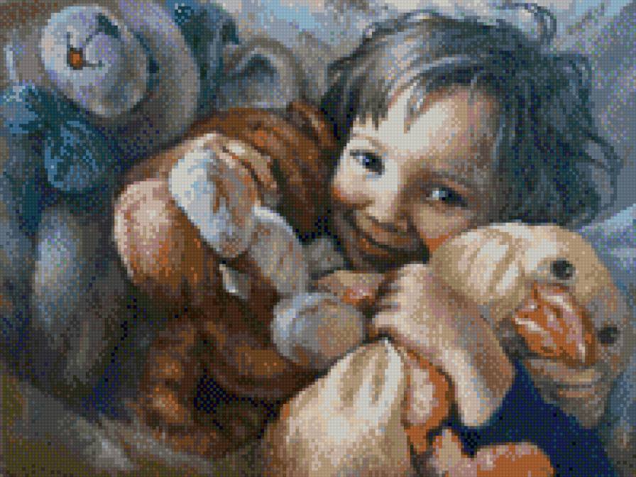 NINO CON PATO - nino pato sepia - предпросмотр