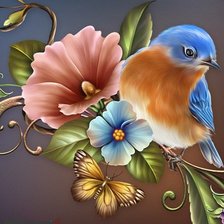 Схема вышивки «птичка»