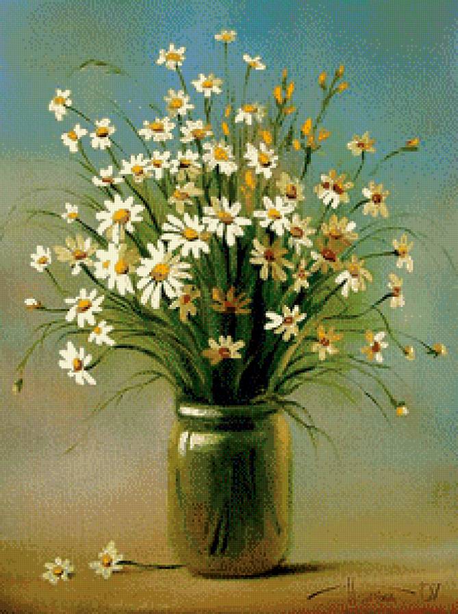 Букет ромашек - цветы, натюрморт - предпросмотр
