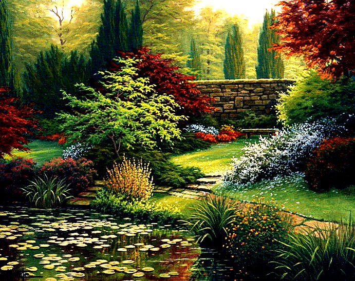 Старый пруд - пейзаж, парк, пруд - оригинал