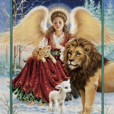 Оригинал схемы вышивки «львиный ангел» (№616750)