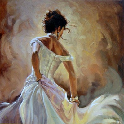 Женщина - белый, танец, женщина, коричневый - оригинал