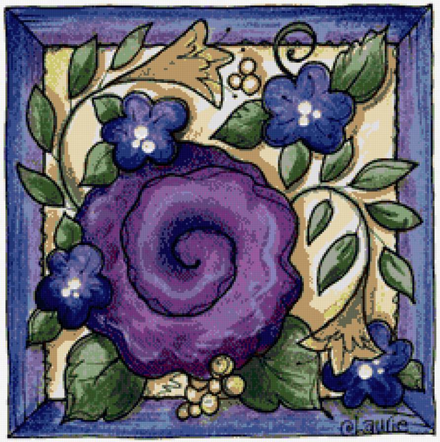 картинка на кухню - цветы, рамка, листья - предпросмотр