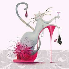 Схема вышивки «gato en zapato fusia»