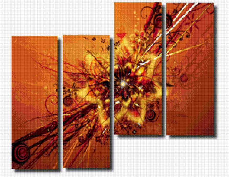 Абстракция "Цветок" - триптих - предпросмотр
