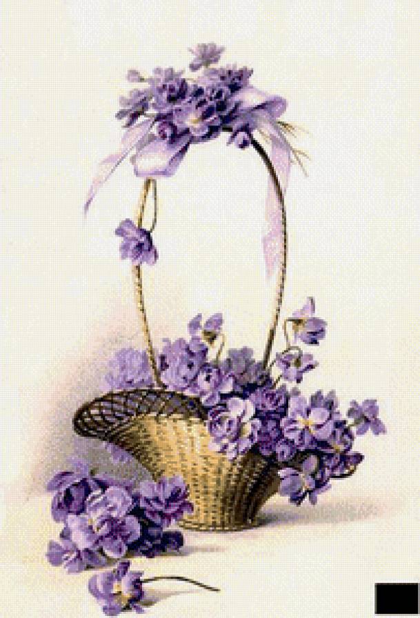 Корзинка с фиалками - предпросмотр