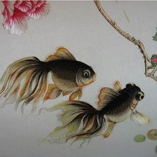 Китайская живопись, рыбки
