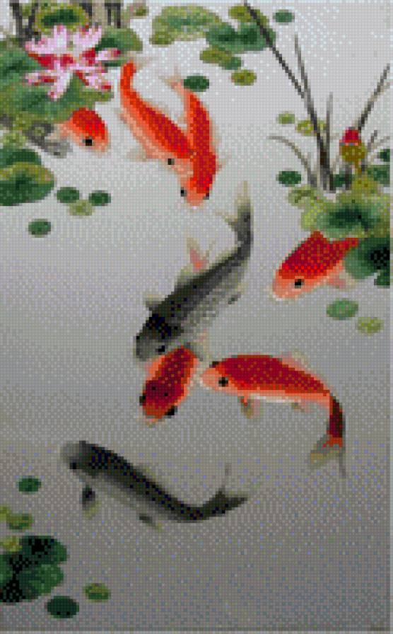 Китайская живопись, карпы - рыбки, карпы, китайская живопись - предпросмотр